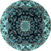 Round Medallion Light Blue Traditional Rug, tr1706lblu