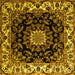 Square Medallion Yellow Traditional Rug, tr1706yw