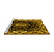 Sideview of Machine Washable Medallion Yellow Traditional Rug, wshtr1706yw