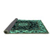 Sideview of Medallion Turquoise Traditional Rug, tr1706turq