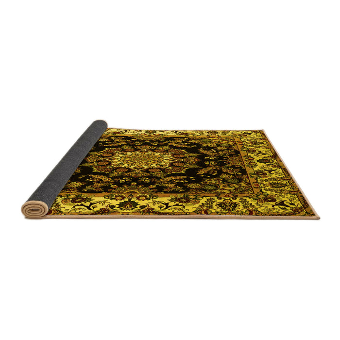 Sideview of Medallion Yellow Traditional Rug, tr1706yw