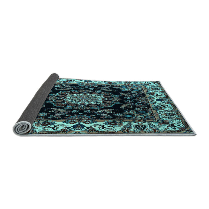 Sideview of Medallion Light Blue Traditional Rug, tr1706lblu