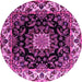 Round Medallion Pink Traditional Rug, tr1706pnk