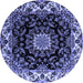 Round Medallion Blue Traditional Rug, tr1706blu