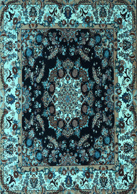 Medallion Light Blue Traditional Rug, tr1706lblu