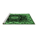 Sideview of Machine Washable Medallion Emerald Green Traditional Area Rugs, wshtr1706emgrn