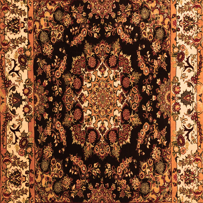 Serging Thickness of Machine Washable Medallion Orange Traditional Area Rugs, wshtr1706org