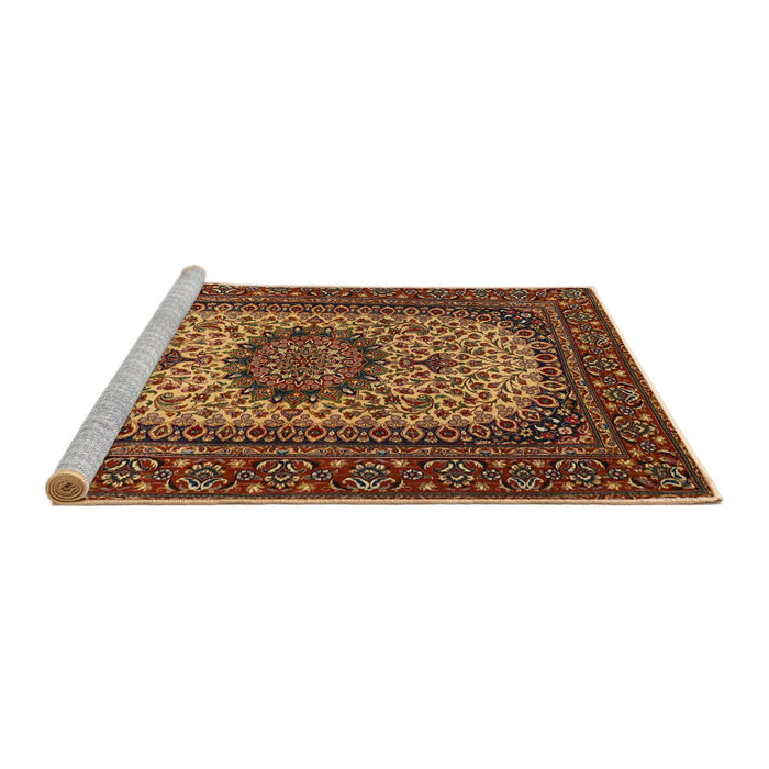 Sideview of Machine Washable Traditional Saffron Red Rug, wshtr1707