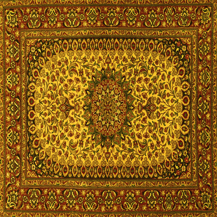 Square Medallion Yellow Traditional Rug, tr1707yw