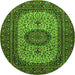 Machine Washable Medallion Green Traditional Area Rugs, wshtr1707grn