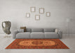 Machine Washable Medallion Orange Traditional Area Rugs in a Living Room, wshtr1707org