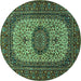 Round Medallion Turquoise Traditional Rug, tr1707turq