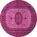 Round Medallion Pink Traditional Rug, tr1707pnk