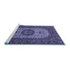 Sideview of Machine Washable Medallion Blue Traditional Rug, wshtr1707blu