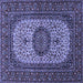 Square Medallion Blue Traditional Rug, tr1707blu