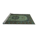 Sideview of Machine Washable Medallion Light Blue Traditional Rug, wshtr1707lblu