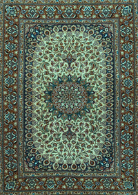 Medallion Light Blue Traditional Rug, tr1707lblu