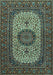 Medallion Light Blue Traditional Rug, tr1707lblu