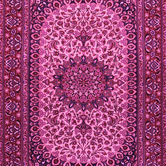 Machine Washable Medallion Pink Traditional Rug, wshtr1707pnk
