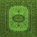 Round Machine Washable Medallion Green Traditional Area Rugs, wshtr1707grn