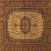 Square Medallion Brown Traditional Rug, tr1707brn