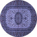 Round Medallion Blue Traditional Rug, tr1707blu