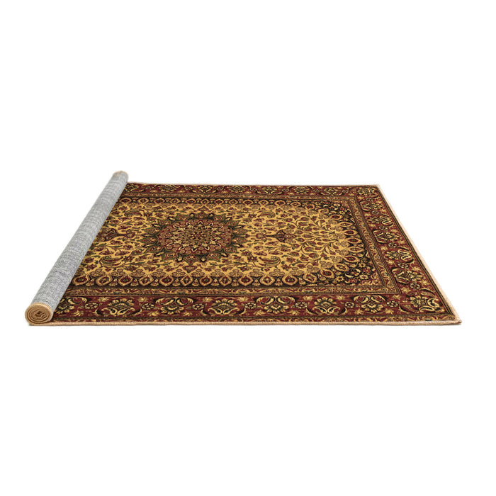 Sideview of Machine Washable Medallion Brown Traditional Rug, wshtr1707brn