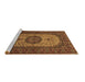 Sideview of Machine Washable Medallion Brown Traditional Rug, wshtr1707brn