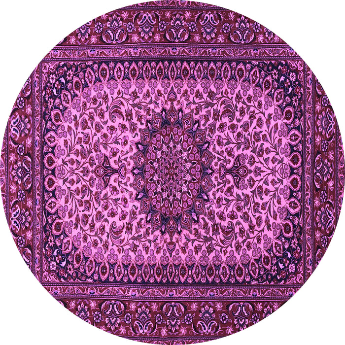 Round Medallion Purple Traditional Rug, tr1707pur