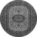 Machine Washable Medallion Gray Traditional Rug, wshtr1707gry