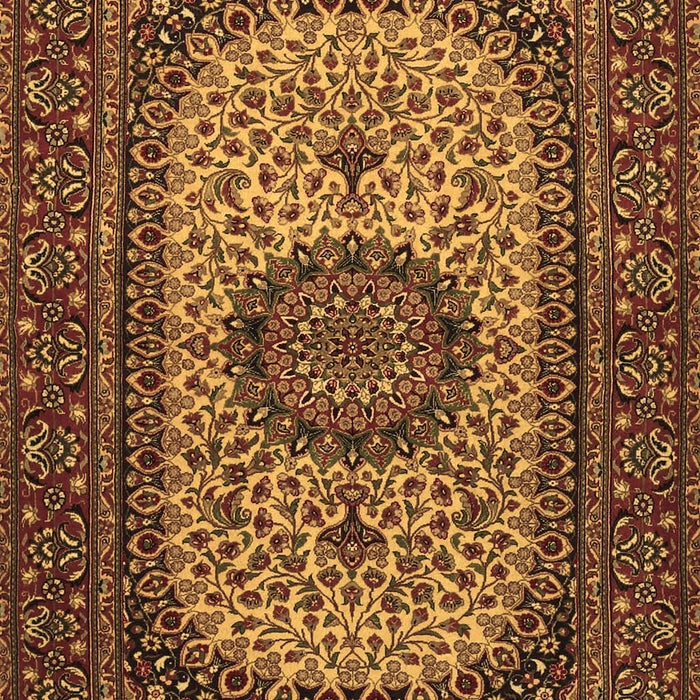 Machine Washable Medallion Brown Traditional Rug, wshtr1707brn