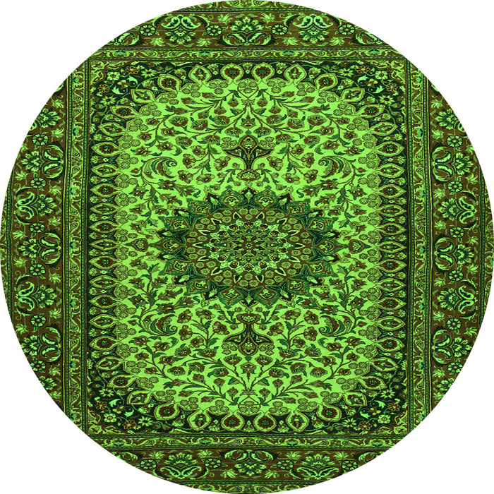 Square Medallion Green Traditional Rug, tr1707grn