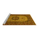 Sideview of Machine Washable Medallion Yellow Traditional Rug, wshtr1707yw