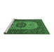 Sideview of Machine Washable Medallion Emerald Green Traditional Area Rugs, wshtr1707emgrn