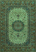 Machine Washable Medallion Turquoise Traditional Area Rugs, wshtr1707turq