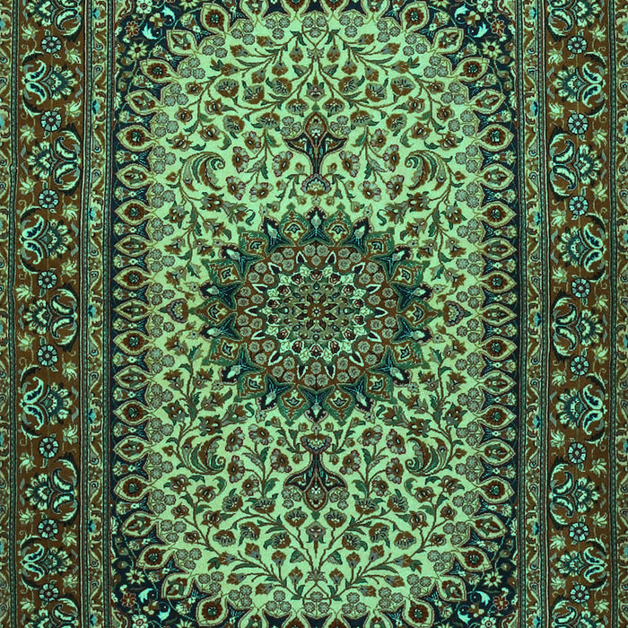 Machine Washable Medallion Turquoise Traditional Area Rugs, wshtr1707turq