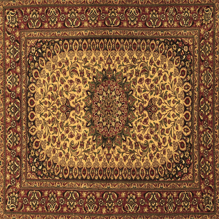 Square Machine Washable Medallion Brown Traditional Rug, wshtr1707brn