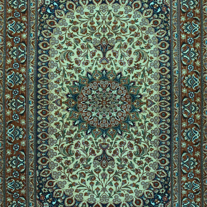 Machine Washable Medallion Light Blue Traditional Rug, wshtr1707lblu
