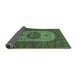 Sideview of Medallion Turquoise Traditional Rug, tr1707turq