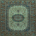 Square Medallion Light Blue Traditional Rug, tr1707lblu