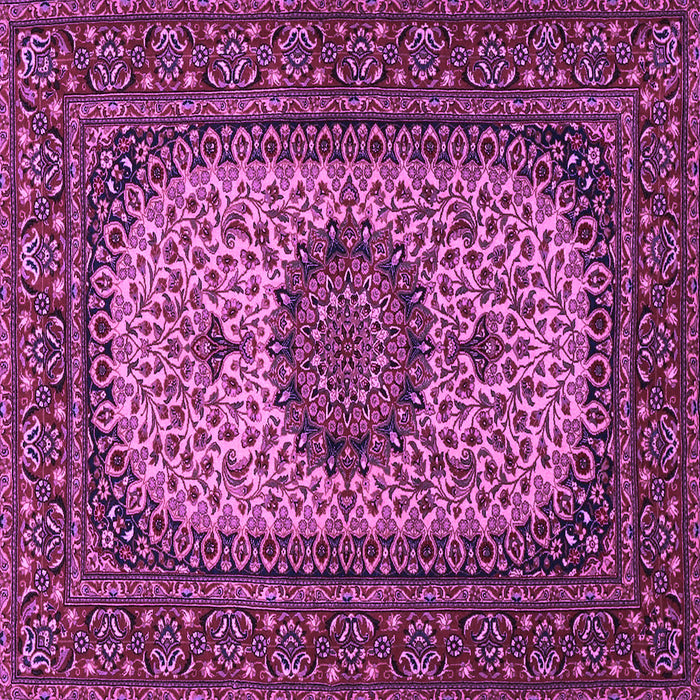 Square Machine Washable Medallion Purple Traditional Area Rugs, wshtr1707pur