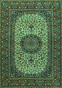 Medallion Turquoise Traditional Rug, tr1707turq