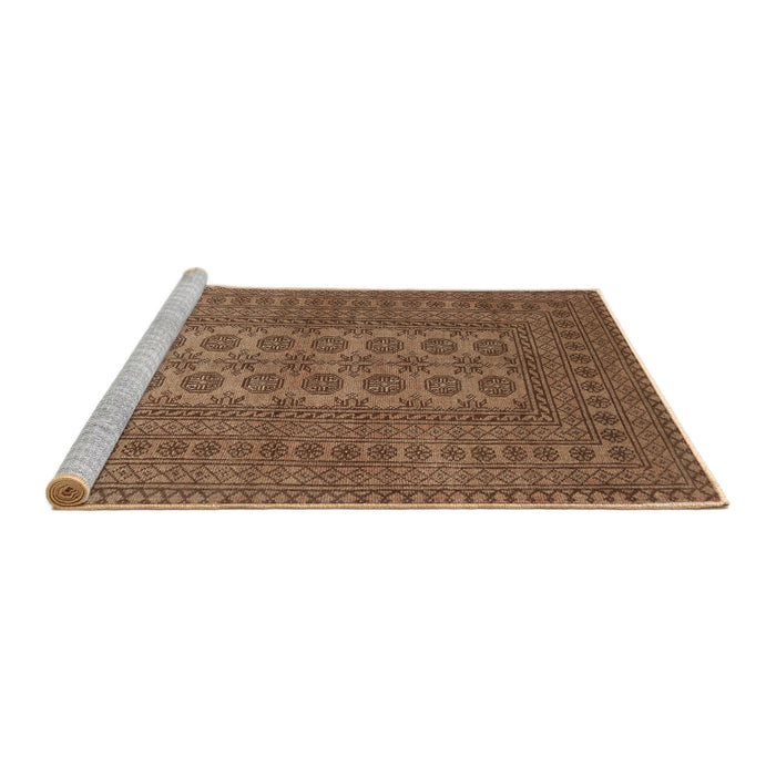 Sideview of Machine Washable Traditional Saddle Brown Rug, wshtr1708