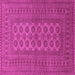 Square Machine Washable Southwestern Pink Country Rug, wshtr1708pnk