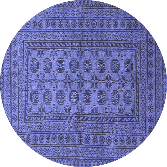 Round Southwestern Blue Country Rug, tr1708blu