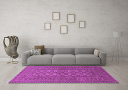 Machine Washable Southwestern Purple Country Area Rugs in a Living Room, wshtr1708pur