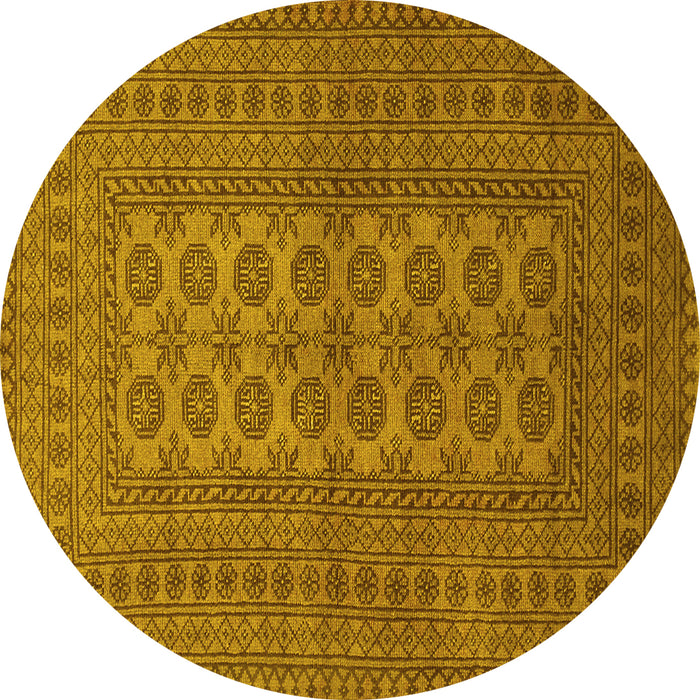 Round Southwestern Yellow Country Rug, tr1708yw