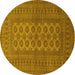 Round Southwestern Yellow Country Rug, tr1708yw