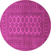 Round Machine Washable Southwestern Pink Country Rug, wshtr1708pnk