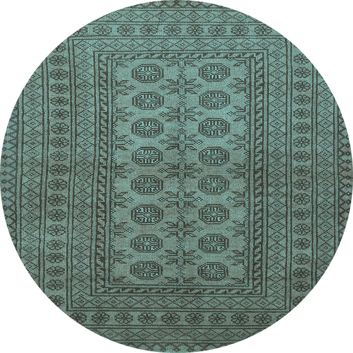 Round Machine Washable Southwestern Light Blue Country Rug, wshtr1708lblu